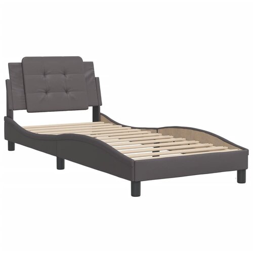 vidaXL posteljni okvir z vzglavjem siv 90x200 cm umetno usnje, (21111754) Cene