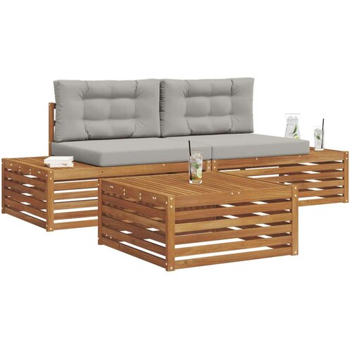  Set vanjskih sofa s jastukom 7 Komad Prirodna i svijetlo siva Slike
