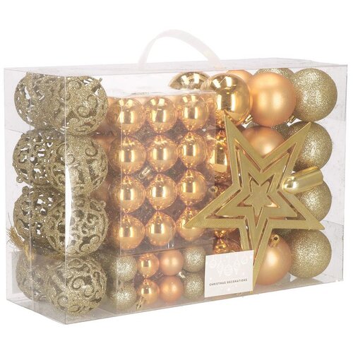  Set božićnih kuglica 3–6 cm – 101 komad zlatne Cene