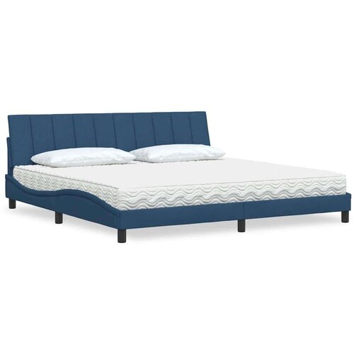  Krevet s madracem plavi 200 x 200 cm od tkanine - Plava 200 x 200 cm Cijene
