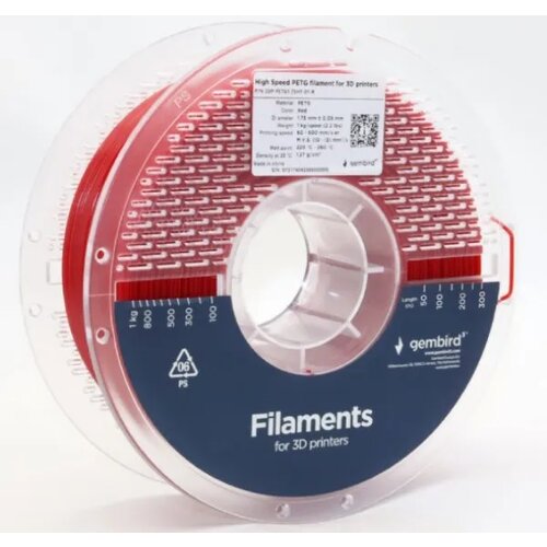 Gembird 3DP-PETG1.75HY-01-R PETG filament velike brzine za 3Dštampač 1.75mm, kotur 1KG RED Cene