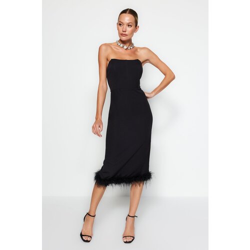 Trendyol Black Evening Dress with Cushion Details Slike