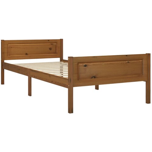 Maison Chic Posteljni okvir - Enojna postelja - Postelja za odrasle medeno rjav iz trdne borovine 100x200 cm-J8812, (21769665) Slike