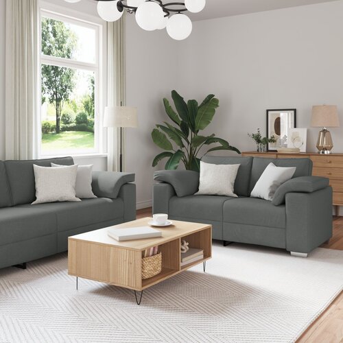 vidaXL Set od 2 Tamno siva Tekstilan, drvo, metal, pjena, PP vlakno Cijene