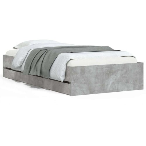 VidaXL Okvir kreveta s ladicama siva boja betona 75x190 cm drveni Slike