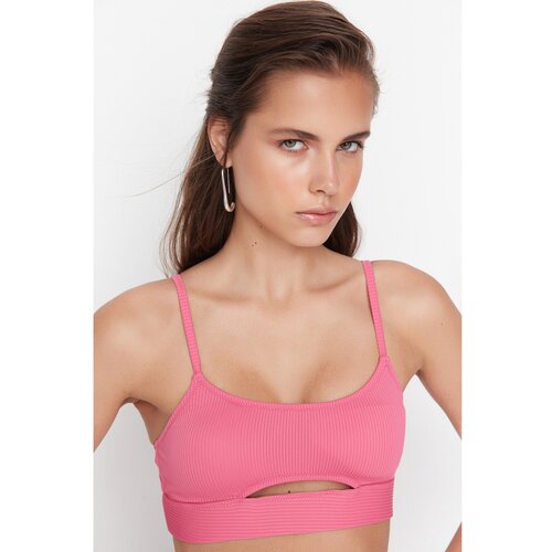 Trendyol Pink Textured Cut Out Detailed Bikini Top Slike