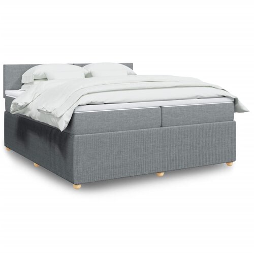 vidaXL Box spring postelja z vzmetnico svetlo siva 200x200 cm blago Cene