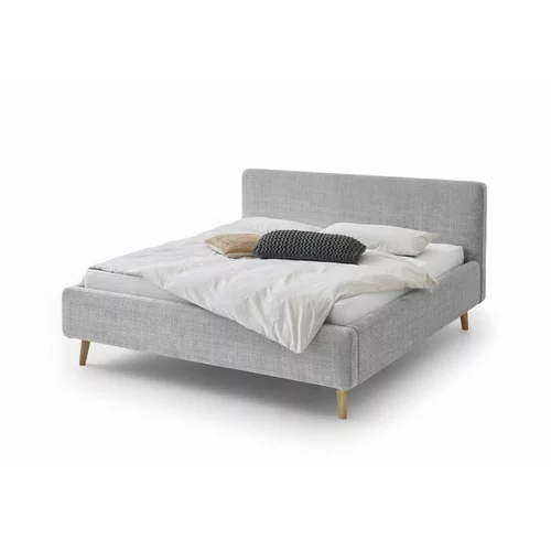 Meise Möbel Sivi tapecirani bračni krevet s prostorom za odlaganje s podnicom 180x200 cm Mattis -