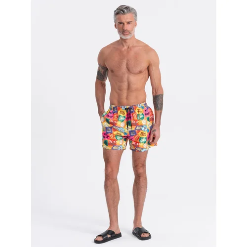 Ombre Men's swim shorts in lettering - multicolor