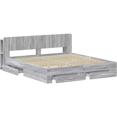  Okvir kreveta s pohranom s uzglavljem Siva Sonoma 200 x 200 cm Slike