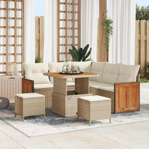 vidaXL Vrtna sedežna garnitura 8 pcs Bež, Kremasta 80 x 80 x 71 cm Cene