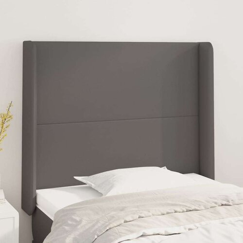  Uzglavlje s u&amp;scaron;ima sivo 83x16x118/128 cm od umjetne kože Slike