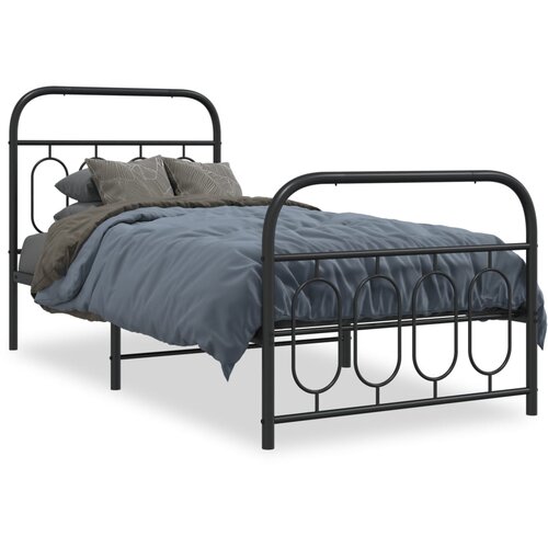 vidaXL Metalni okvir kreveta uzglavlje i podnožje crni 90x190 cm Cijene