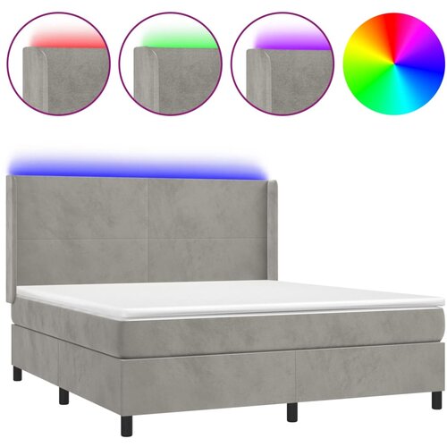 Maison Chic Box spring postelja - Vzmetna postelja z vzmetnico LED svetlo siva 180x200cm žamet SL9604, (21905003) Cene