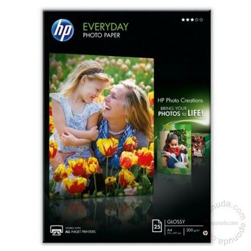 Hp Papir foto A4 HP Q5451A, Everyday Semi-Gloss 200g/m2 25 lista papir Slike