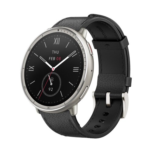 Sat Amazfit Active 2 NFC (Round) Black Leather + RED Silicon Slike