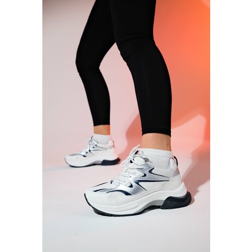 LuviShoes BUREN White-Grey Women's Thick Sole Sports Sneakers Slike