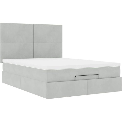 Otomanski krevet s madracima svijetlosivi 140x200 cm bar&amp;scaron;unasti Slike