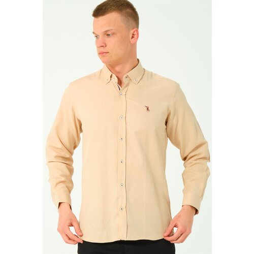Dewberry G674 MEN&amp;#039;S SHIRT-BEIGE-2 Slike