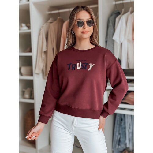 DStreet Bluza damska oversize z haftem SOFTRUS bordowa Slike