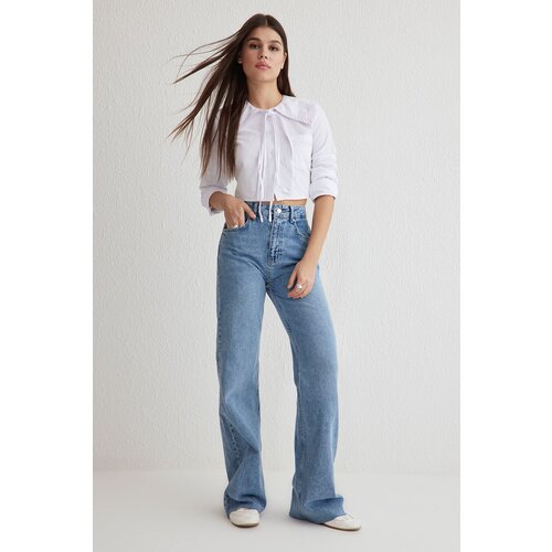 Trendyol Blue High Waist Wide Leg Jeans Slike