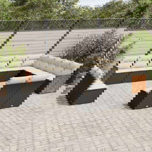  13-dijelni set vrtnih sofa s jastucima poliratan crni Cene