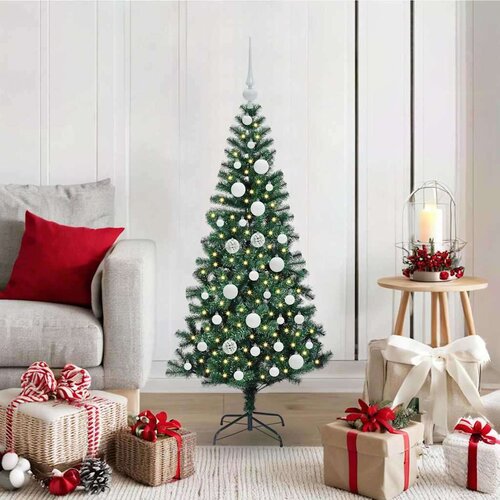 vidaXL Umjetna preddekorirana božićna jelka Zelena 120cm PVC in kovina Cene