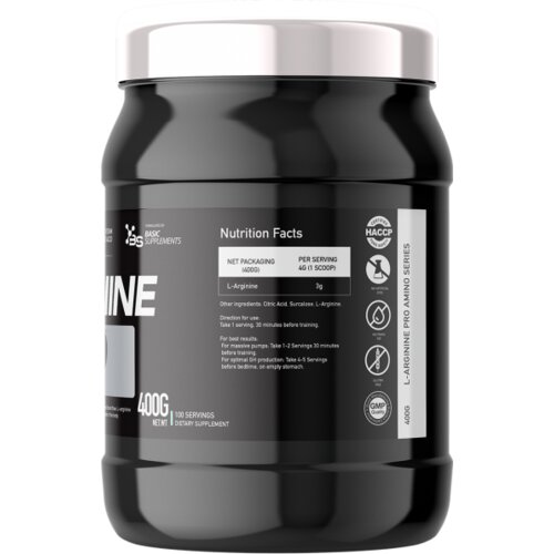 Basic Supplements l-arginine pro 400g &amp;ndash; podr&amp;scaron;ka energiji i cirkulaciji Slike