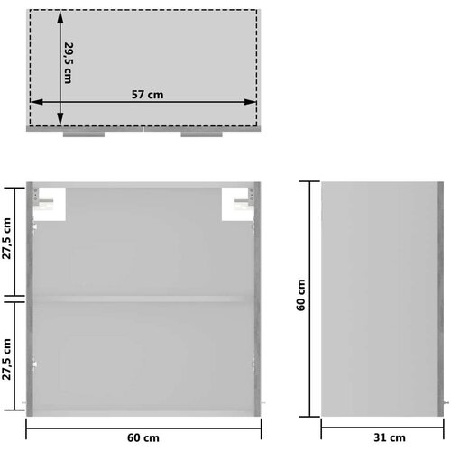 VidaXL Viseča steklena omarica betonsko siva 60x31x60 cm iverna pl., (20621378) Slike