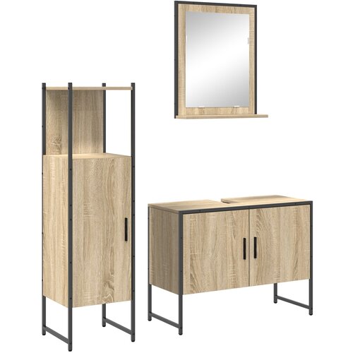 vidaXL set namještaja za kupaonicu od 3 dijela Sonoma hrast konstruirano drvo, ogledalo s policom Sonoma hrast 50x12x60 cm konstruirano drvo Cijene