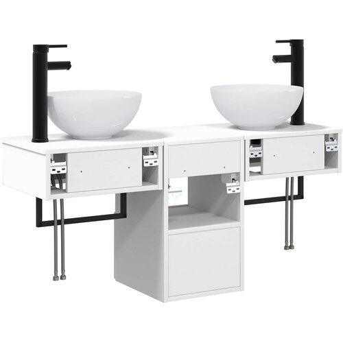  Set namje&amp;scaron;taja za kupaonicu 3 kom. Bijela visokog sjaja 40 x 41 x 56 cm Slike