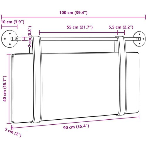  Držeće uzglavlje Zidne Bijeli 100 x 55 x 5 cm tkanina - Bijeli 90 cm bez LED svjetla Slike