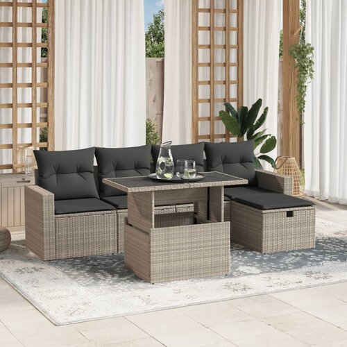 vidaXL 6-dijelni set vrtnih sofa od poliratana s jastucima svjetlosivi Cijene