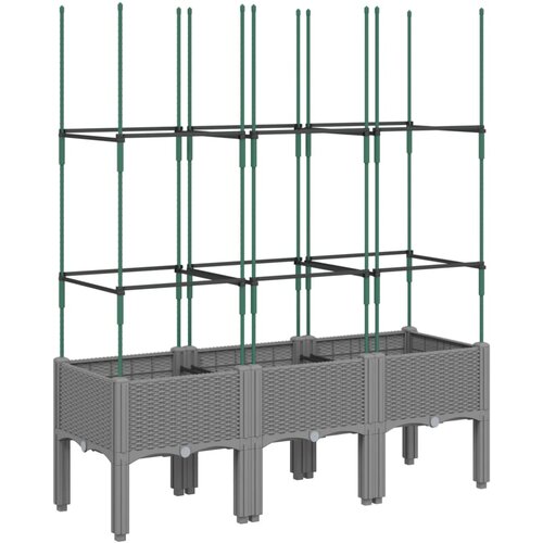  Vrtna sadilica s re&amp;scaron;etkom svjetlosiva 120 x 40 x 142,5 cm PP Slike