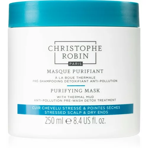 Christophe Robin Purifying Mask with Thermal Mud čistilna maska za lase, izpostavljene onesnaženemu ozračju 250 ml