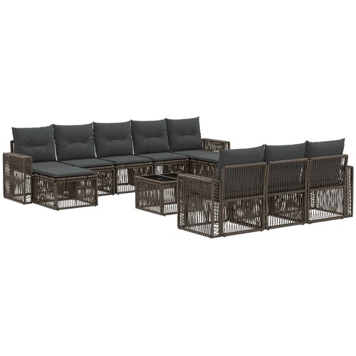 vidaXL Vrtna sedežna garnitura 11 pcs Siva in temno siva poli ratan, (5000271321) Cene