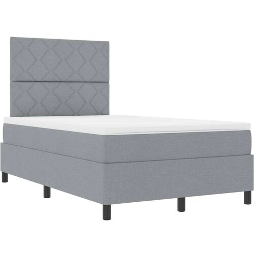VidaXL Krevet s podnožjem s madracem i LED svjetlom svijetlo sivo 120x190 cm Slike