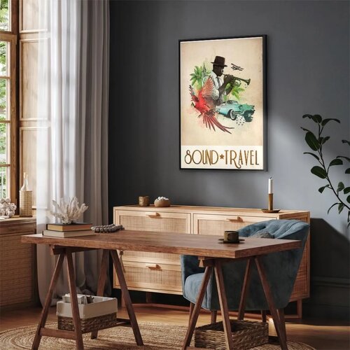  Slika - Sound Travel (1 Part) Vertical 40x60 U crnom drvenom okviru Slike