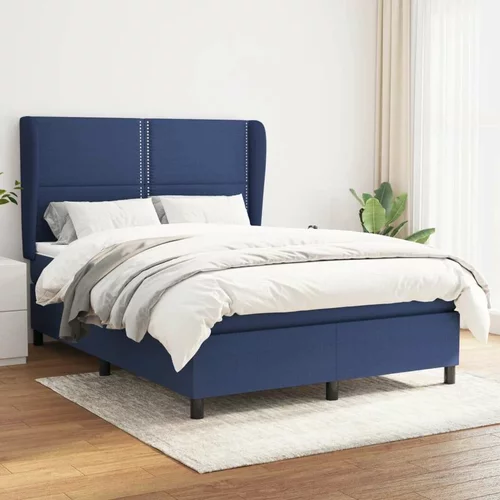  Box spring postelja z vzmetnico modra 140x200 cm blago, (20893630)