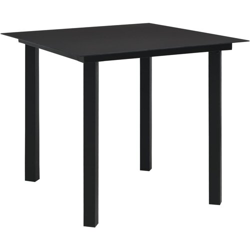 VidaXL Vrtna jedilna miza črna 80x80x74 cm jeklo in steklo Slike
