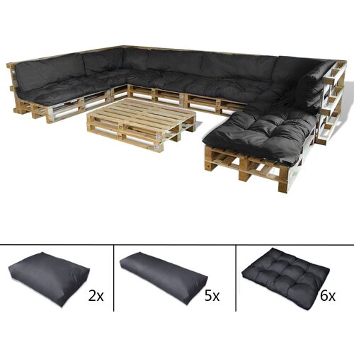 VidaXL Crna Borovina i poliester Veliki Izdržljiv Sofa za patio Slike
