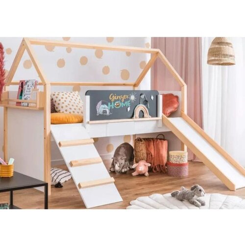 Kinder_Home Montessori Dvospratna Kućica Za Dečiji Krevet Sa Toboganom, 90x200Cm Cene