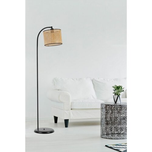 Opviq azra siyah silindir rattan abajurlu lambader black floor lamp Slike