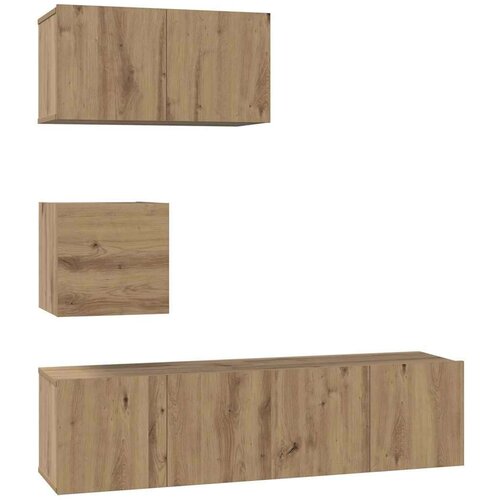 VidaXL Set TV komoda Zidne Ostalo s pohranom s vratima Podesiva 4 pcs hrast artisan 60 x 30 x 30 cm Slike