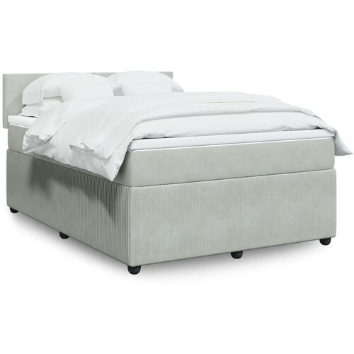 VidaXL Krevet s oprugama i madracem svjetlosivi 140x190 cm bar&amp;scaron;unasti Slike