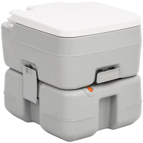  Prijenosni toalet za kampiranje sivo-bijeli 15 + 10 L HDPE