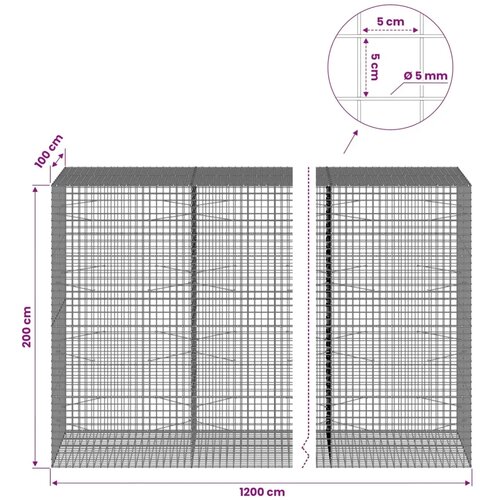  Gabion s žicom debljine 5 mm i mrežom 5x5 cm 1200x100x200 cm - 100 cm 200 cm 1200 cm Slike