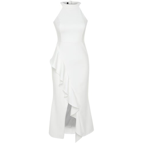 Trendyol White Flounce Detailed Evening Dress Slike