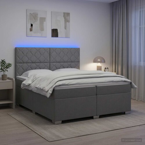  Boxspring krevet s madracem Svjetlosiva 200 x 200 cm Tkanina Slike