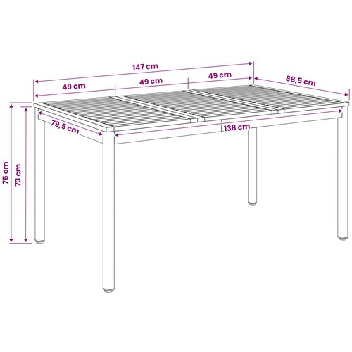  Stol za večeru u vrtu Prirodna i kava 147 x 88,5 x 75 cm Slike